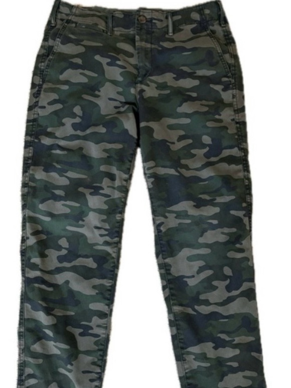 GAP Green and Black Ankle Cropped Straight Leg Camouflage Pants